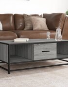 vidaXL Кафе маса сив сонома 100x57x35 см инженерно дърво и метал
