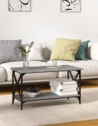 vidaXL Кафе маса сив сонома 80x45x45 см инженерно дърво и желязо