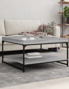 vidaXL Кафе маса сив сонома 80x80x45 см инженерно дърво и желязо