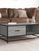 vidaXL Кафе маса сив сонома 90x57x35 см инженерно дърво и метал