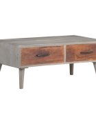 vidaXL Кафе маса сива 100x60x40 cм грубо мангово дърво масив