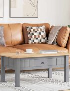 vidaXL Кафе маса сива 100x60x435 см бор масив Panama Range
