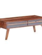 vidaXL Кафе маса сива 110x50x40 см масивно дърво