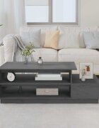 vidaXL Кафе маса сива 120x50x405 см борово дърво масив