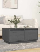 vidaXL Кафе маса сива 80x50x35 см бор масив