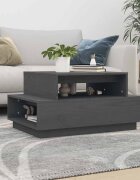 vidaXL Кафе маса сива 80x55x405 см борово дърво масив