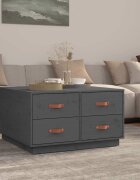 vidaXL Кафе маса сива 80x80x45 см бор масив
