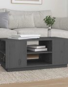 vidaXL Кафе маса сива 90x49x405 см борово дърво масив