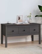 vidaXL Кафе маса Сиво 102x49x55 см борово дърво масив