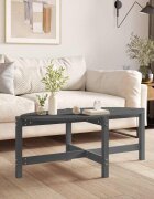 vidaXL Кафе маса Сиво 118x63x45 см борово дърво масив