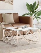 vidaXL Кафе маса сребриста 80x80x40 cм неръждаема стомана и стъкло