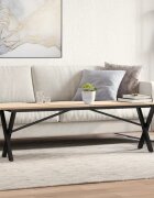 vidaXL Кафе маса X-образна рамка 160x40x45 см бор масив и стомана