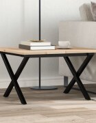 vidaXL Кафе маса X-образна рамка 60x60x40 см бор масив и стомана