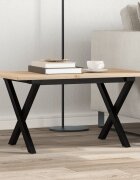 vidaXL Кафе маса X-образна рамка 80x50x40 см бор масив и стомана