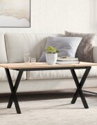 vidaXL Кафе маса X-образна рамка 90x40x45 см бор масив и стомана