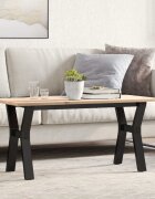 vidaXL Кафе маса Y-образна рамка 100x50x45 см бор масив и стомана