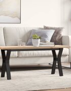 vidaXL Кафе маса Y-образна рамка 110x40x455 см бор масив и стомана