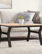 vidaXL Кафе маса Y-образна рамка 80x80x45 см бор масив и стомана