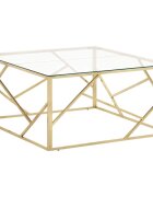 vidaXL Кафе маса златиста неръждаема стомана и закалено стъкло