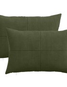 vidaXL Калъфка за възглавница 2 pcs ALMELO Зелено 30 x 50 cm кордурой