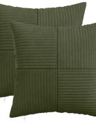 vidaXL Калъфка за възглавница 2 pcs ALMELO Зелено 50 x 50 cm кордурой