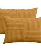 vidaXL Калъфка за възглавница 2 pcs ALMELO Жълто 50 x 80 cm кордурой