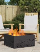 vidaXL Камина за огън Черно 60 x 60 x 30 cm Патинираща стомана