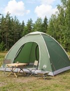 vidaXL Къмпинг наметало 4-местен Зелено 185T Полиестер с PU покритие