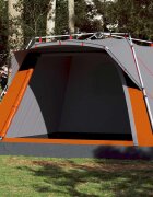vidaXL Къмпинг палатка кабинна 7 души сиво-оранжев бързо освобождаване