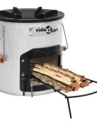 vidaXL Къмпинг печка на дърва сребриста 45x25x26 см стомана