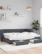 vidaXL Канапе изтеглящо легло и чекмеджета тъмносиво 80x200 см кадифе