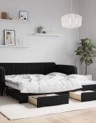 vidaXL Канапе с изтеглящо легло и чекмеджета черно 100x200 см кадифе