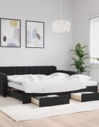 vidaXL Канапе с изтеглящо легло и чекмеджета черно 100x200 см кадифе