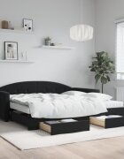 vidaXL Канапе с изтеглящо легло и чекмеджета черно 100x200 см кадифе