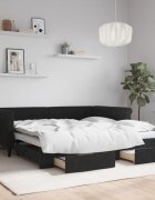 vidaXL Канапе с изтеглящо легло и чекмеджета черно 100x200 см кадифе