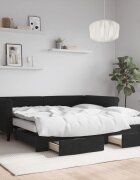vidaXL Канапе с изтеглящо легло и чекмеджета черно 100x200 см кадифе