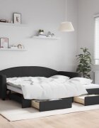 vidaXL Канапе с изтеглящо легло и чекмеджета черно 100x200 см плат