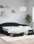 vidaXL Канапе с изтеглящо легло и чекмеджета черно 90x200 см кадифе