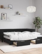 vidaXL Канапе с изтеглящо легло и чекмеджета черно 90x200 см кадифе