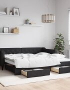 vidaXL Канапе с изтеглящо легло и чекмеджета черно 90x200 см текстил