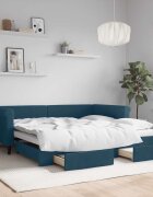 vidaXL Канапе с изтеглящо легло и чекмеджета синьо 100x200 см кадифе