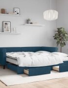 vidaXL Канапе с изтеглящо легло и чекмеджета синьо 100x200 см кадифе
