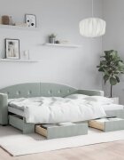 vidaXL Канапе с изтеглящо легло и чекмеджета светлосив 80x200см кадифе