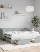 vidaXL Канапе с изтеглящо легло и чекмеджета светлосив 90x190см кадифе