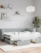 vidaXL Канапе с изтеглящо легло и чекмеджета светлосив 90x200см кадифе