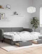 vidaXL Канапе с изтеглящо легло и чекмеджета тъмносиво 100x200 см плат