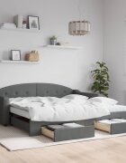 vidaXL Канапе с изтеглящо легло и чекмеджета тъмносиво 100x200 см плат