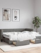 vidaXL Канапе с изтеглящо легло и чекмеджета тъмносиво 90x190 см плат