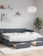 vidaXL Канапе с изтеглящо легло и чекмеджета тъмносиво 90x200см кадифе