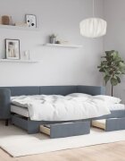 vidaXL Канапе с изтеглящо легло и чекмеджета тъмносиво 90x200см кадифе